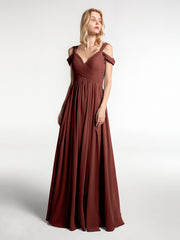 Robe Longue Taille Empire à Hors de l'Épaule avec Fente terracotta Grande Taille