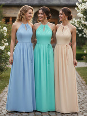 Longue Licou Mousseline Robes Avec Dos Nu Spa