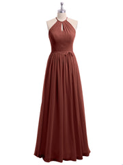 Longue Licou Mousseline Robes Avec Dos Nu terracotta Grande Taille