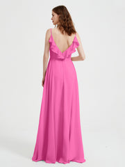 Spaghetti Bretelles Col En V Robes Avec Fente Azalée