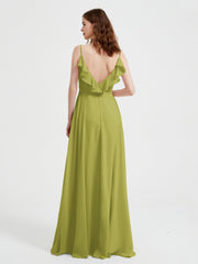 Spaghetti Bretelles Col En V Robes Avec Fente Trèfle