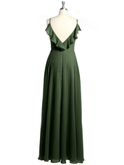 Spaghetti Bretelles Col En V Robes Avec Fente Olive Verte Grande Taille