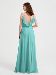 Spaghetti Bretelles Col En V Robes Avec Fente Spa