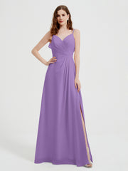 Spaghetti Bretelles Col En V Robes Avec Fente Tahiti