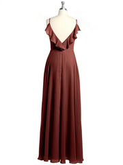Spaghetti Bretelles Col En V Robes Avec Fente terracotta Grande Taille