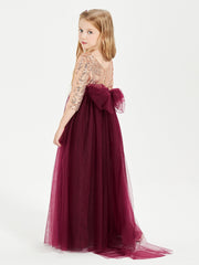 Robe Étincelante de Demoiselle d'Honneur Junior Top en Paillettes-Bordeaux