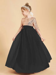 Robe Étincelante de Demoiselle d'Honneur Junior Top en Paillettes Noir