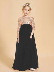 Robe Étincelante de Demoiselle d'Honneur Junior Top en Paillettes Noir