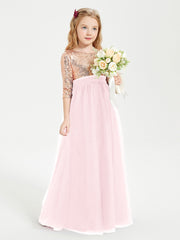 Robe Étincelante de Demoiselle d'Honneur Junior Top en Paillettes Rose Pâle