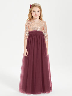 Robe Étincelante de Demoiselle d'Honneur Junior Top en Paillettes Cabernet