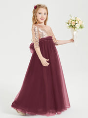 Robe Étincelante de Demoiselle d'Honneur Junior Top en Paillettes Cabernet