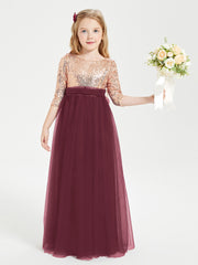 Robe Étincelante de Demoiselle d'Honneur Junior Top en Paillettes Cabernet
