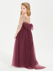 Robe Étincelante de Demoiselle d'Honneur Junior Top en Paillettes Cabernet