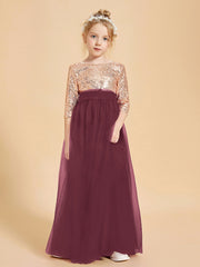 Robe Étincelante de Demoiselle d'Honneur Junior Top en Paillettes Cabernet