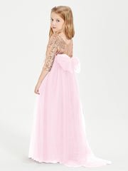 Robe Étincelante de Demoiselle d'Honneur Junior Top en Paillettes Rose Bonbon