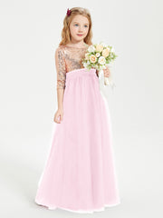 Robe Étincelante de Demoiselle d'Honneur Junior Top en Paillettes Rose Bonbon