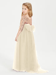 Robe Étincelante de Demoiselle d'Honneur Junior Top en Paillettes Champagne