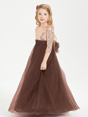 Robe Étincelante de Demoiselle d'Honneur Junior Top en Paillettes Chocolat