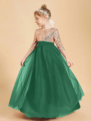Robe Étincelante de Demoiselle d'Honneur Junior Top en Paillettes Vert Foncé