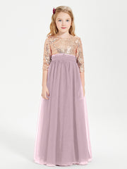Robe Étincelante de Demoiselle d'Honneur Junior Top en Paillettes Dusk