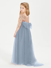Robe Étincelante de Demoiselle d'Honneur Junior Top en Paillettes Bleu Poudré