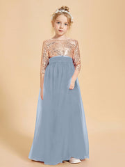 Robe Étincelante de Demoiselle d'Honneur Junior Top en Paillettes Bleu Poudré