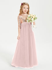 Robe Étincelante de Demoiselle d'Honneur Junior Top en Paillettes Rose Poudré