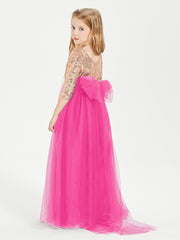 Robe Étincelante de Demoiselle d'Honneur Junior Top en Paillettes Fuchsia