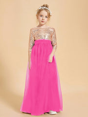 Robe Étincelante de Demoiselle d'Honneur Junior Top en Paillettes Fuchsia