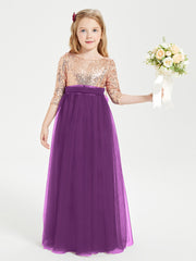 Robe Étincelante de Demoiselle d'Honneur Junior Top en Paillettes Raisin