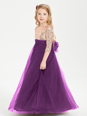 Robe Étincelante de Demoiselle d'Honneur Junior Top en Paillettes Raisin