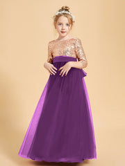 Robe Étincelante de Demoiselle d'Honneur Junior Top en Paillettes Raisin