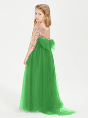 Robe Étincelante de Demoiselle d'Honneur Junior Top en Paillettes Vert