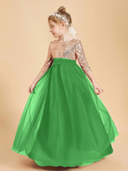 Robe Étincelante de Demoiselle d'Honneur Junior Top en Paillettes Vert