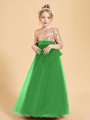 Robe Étincelante de Demoiselle d'Honneur Junior Top en Paillettes Vert