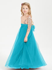 Robe Étincelante de Demoiselle d'Honneur Junior Top en Paillettes Jade