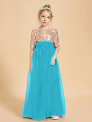 Robe Étincelante de Demoiselle d'Honneur Junior Top en Paillettes Jade