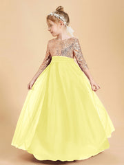 Robe Étincelante de Demoiselle d'Honneur Junior Top en Paillettes Citron