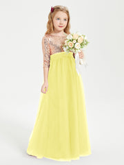 Robe Étincelante de Demoiselle d'Honneur Junior Top en Paillettes Citron