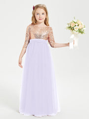 Robe Étincelante de Demoiselle d'Honneur Junior Top en Paillettes Lilas