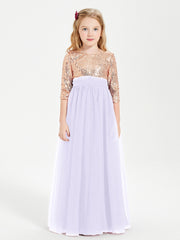Robe Étincelante de Demoiselle d'Honneur Junior Top en Paillettes Lilas