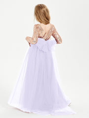 Robe Étincelante de Demoiselle d'Honneur Junior Top en Paillettes Lilas