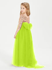Robe Étincelante de Demoiselle d'Honneur Junior Top en Paillettes Vert Citron