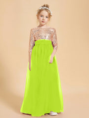 Robe Étincelante de Demoiselle d'Honneur Junior Top en Paillettes Vert Citron