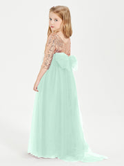 Robe Étincelante de Demoiselle d'Honneur Junior Top en Paillettes Vert Menthe