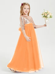 Robe Étincelante de Demoiselle d'Honneur Junior Top en Paillettes Orange