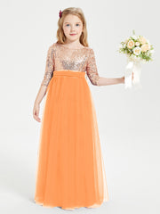 Robe Étincelante de Demoiselle d'Honneur Junior Top en Paillettes Orange