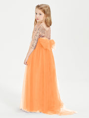 Robe Étincelante de Demoiselle d'Honneur Junior Top en Paillettes Orange