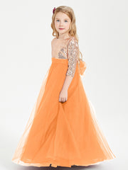 Robe Étincelante de Demoiselle d'Honneur Junior Top en Paillettes Orange