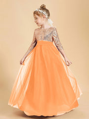 Robe Étincelante de Demoiselle d'Honneur Junior Top en Paillettes Orange